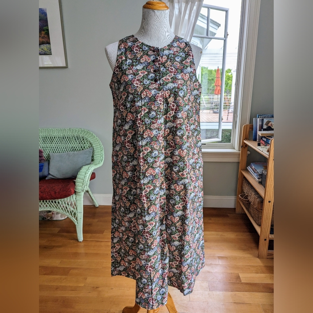 Vintage 1970s Aunt Abigail's Attic Floral Midi Dress M Retro Cottagecore Boho